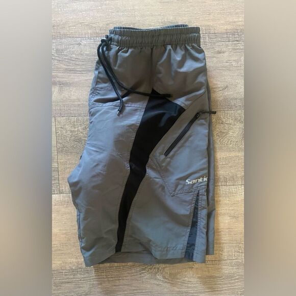 Santic men’s size large gray and black padded bike shorts with adjustable waist - Picture 4 of 8